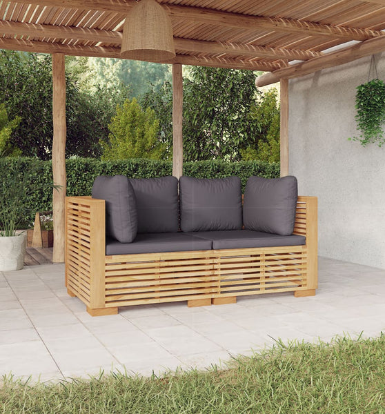 Garten-Ecksofas mit Kissen 2 Stk. Massivholz Teak