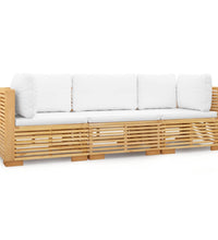 3-tlg. Garten-Lounge-Set mit Kissen Massivholz Teak