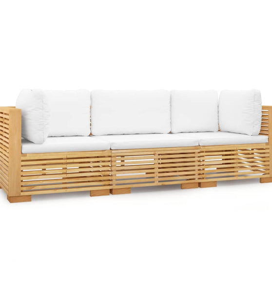 3-tlg. Garten-Lounge-Set mit Kissen Massivholz Teak