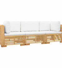 3-tlg. Garten-Lounge-Set mit Kissen Massivholz Teak