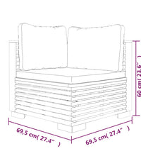 3-tlg. Garten-Lounge-Set mit Kissen Massivholz Teak