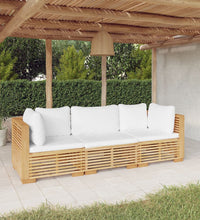 3-tlg. Garten-Lounge-Set mit Kissen Massivholz Teak