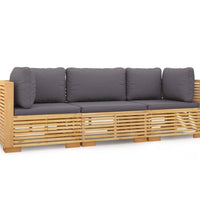 3-tlg. Garten-Lounge-Set mit Kissen Massivholz Teak