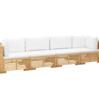 4-tlg. Garten-Lounge-Set mit Kissen Massivholz Teak