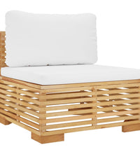 4-tlg. Garten-Lounge-Set mit Kissen Massivholz Teak