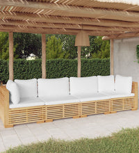 4-tlg. Garten-Lounge-Set mit Kissen Massivholz Teak