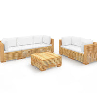 6-tlg. Garten-Lounge-Set mit Kissen Massivholz Teak