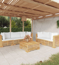 6-tlg. Garten-Lounge-Set mit Kissen Massivholz Teak