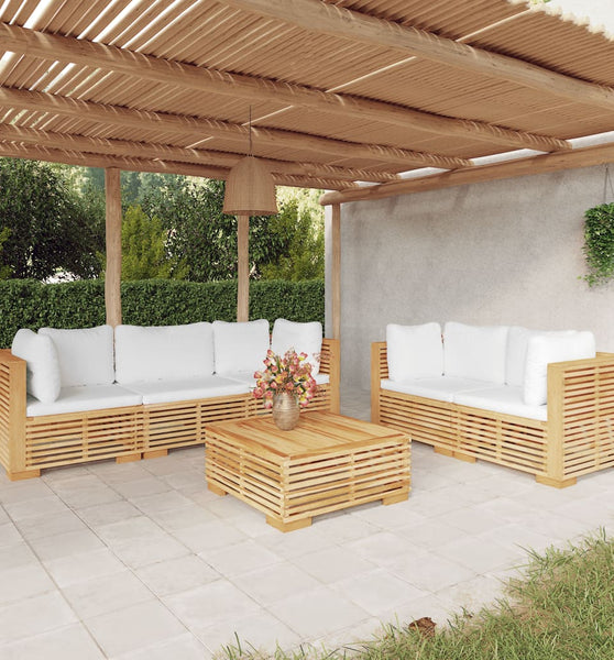 6-tlg. Garten-Lounge-Set mit Kissen Massivholz Teak