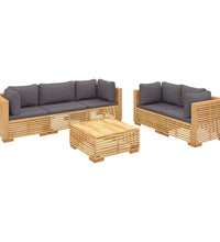 6-tlg. Garten-Lounge-Set mit Kissen Massivholz Teak