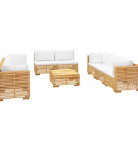 9-tlg. Garten-Lounge-Set mit Kissen Massivholz Teak