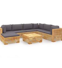 8-tlg. Garten-Lounge-Set mit Kissen Massivholz Teak