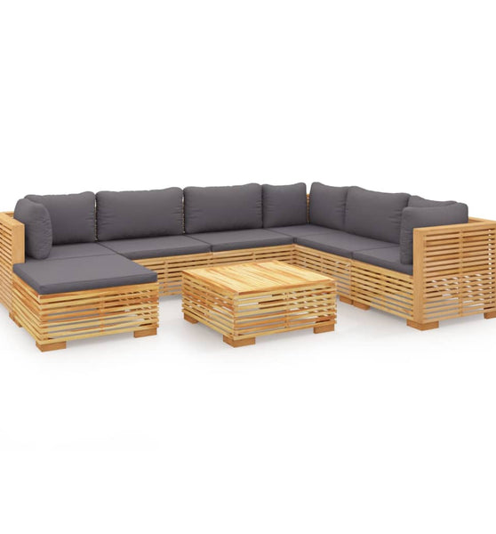 8-tlg. Garten-Lounge-Set mit Kissen Massivholz Teak