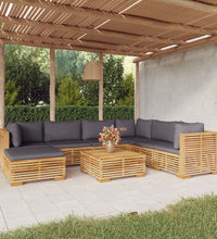 8-tlg. Garten-Lounge-Set mit Kissen Massivholz Teak