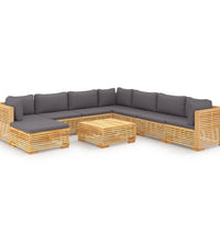 9-tlg. Garten-Lounge-Set mit Kissen Massivholz Teak