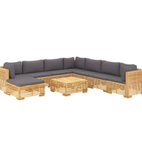 9-tlg. Garten-Lounge-Set mit Kissen Massivholz Teak