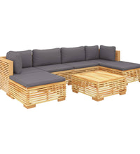 7-tlg. Garten-Lounge-Set mit Kissen Massivholz Teak