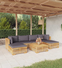 7-tlg. Garten-Lounge-Set mit Kissen Massivholz Teak