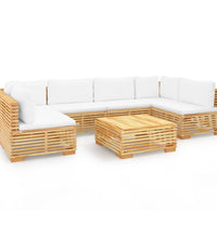 7-tlg. Garten-Lounge-Set mit Kissen Massivholz Teak