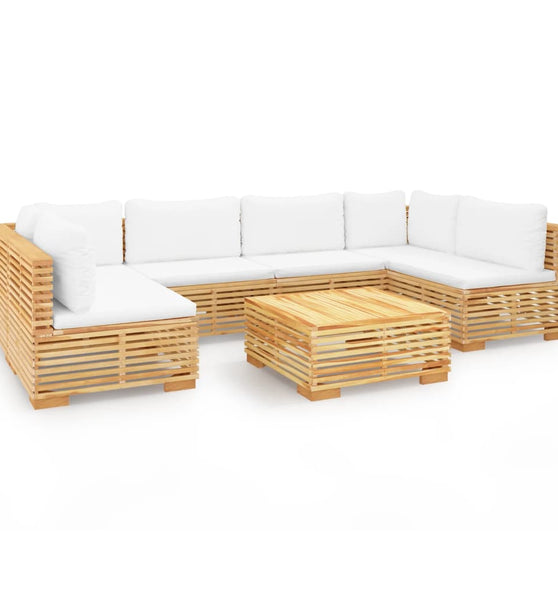 7-tlg. Garten-Lounge-Set mit Kissen Massivholz Teak