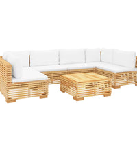 7-tlg. Garten-Lounge-Set mit Kissen Massivholz Teak