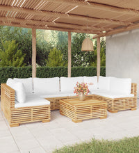 7-tlg. Garten-Lounge-Set mit Kissen Massivholz Teak