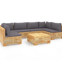 7-tlg. Garten-Lounge-Set mit Kissen Massivholz Teak