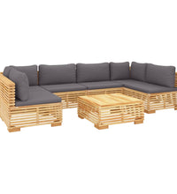 7-tlg. Garten-Lounge-Set mit Kissen Massivholz Teak