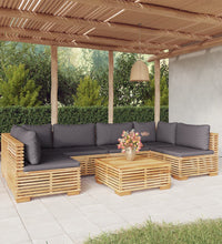 7-tlg. Garten-Lounge-Set mit Kissen Massivholz Teak