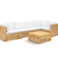 6-tlg. Garten-Lounge-Set mit Kissen Massivholz Teak