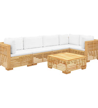 6-tlg. Garten-Lounge-Set mit Kissen Massivholz Teak