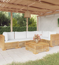 6-tlg. Garten-Lounge-Set mit Kissen Massivholz Teak