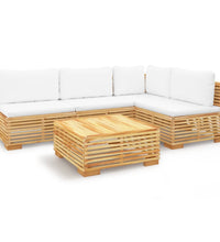 5-tlg. Garten-Lounge-Set mit Kissen Massivholz Teak