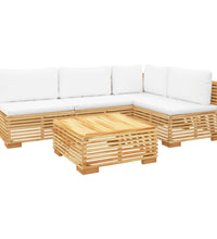 5-tlg. Garten-Lounge-Set mit Kissen Massivholz Teak