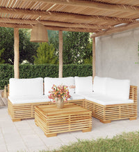 5-tlg. Garten-Lounge-Set mit Kissen Massivholz Teak