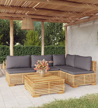 5-tlg. Garten-Lounge-Set mit Kissen Massivholz Teak