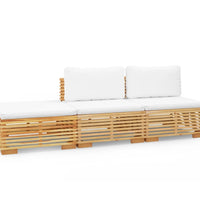 3-tlg. Garten-Lounge-Set mit Kissen Massivholz Teak