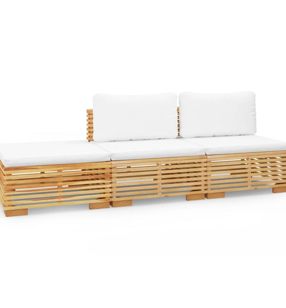 3-tlg. Garten-Lounge-Set mit Kissen Massivholz Teak