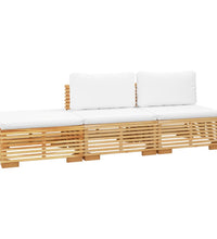 3-tlg. Garten-Lounge-Set mit Kissen Massivholz Teak