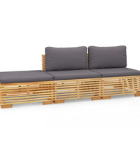 3-tlg. Garten-Lounge-Set mit Kissen Massivholz Teak