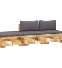 3-tlg. Garten-Lounge-Set mit Kissen Massivholz Teak