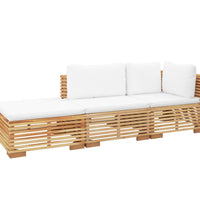 3-tlg. Garten-Lounge-Set mit Kissen Massivholz Teak