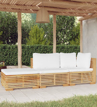 3-tlg. Garten-Lounge-Set mit Kissen Massivholz Teak