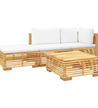 4-tlg. Garten-Lounge-Set mit Kissen Massivholz Teak