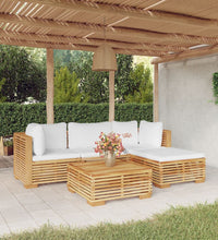 5-tlg. Garten-Lounge-Set mit Kissen Massivholz Teak