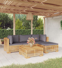 5-tlg. Garten-Lounge-Set mit Kissen Massivholz Teak