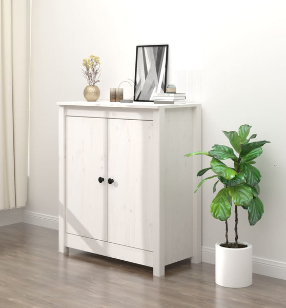 Sideboard Weiß 70x35x80 cm Massivholz Kiefer