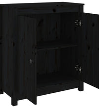 Sideboard Schwarz 70x35x80 cm Massivholz Kiefer