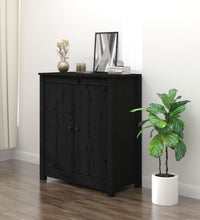 Sideboard Schwarz 70x35x80 cm Massivholz Kiefer