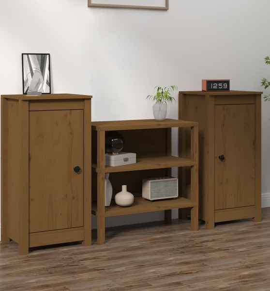 Sideboards 2 Stk. Honigbraun 39x35x80 cm Massivholz Kiefer